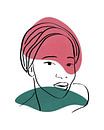 Minimalist line art of a female face with two shapes by Tanja Udelhofen thumbnail