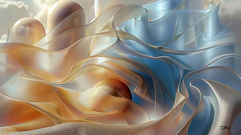 magische Formen in blau-gold-silber-rosa von Gelissen Artworks