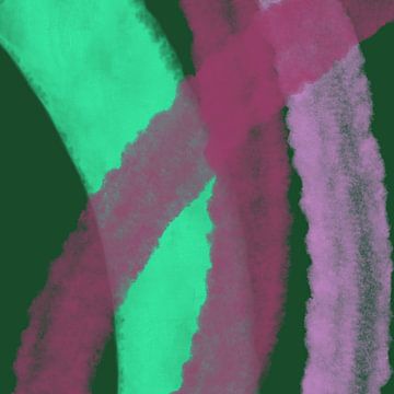 Abstract lines and shapes in neon green and purple by Dina Dankers