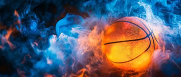 Basketball in mystical fog by Poster Art Shop
