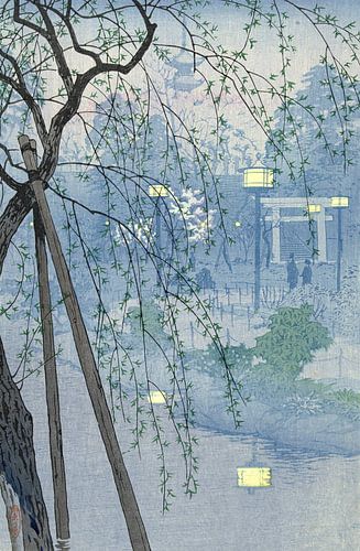 De rand van de Shinobazu vijver tijdens een mistige avond., Kasamatsu Shirô