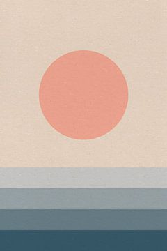 Zon, maan, oceaan. Ikigai. Abstracte minimalistische Zen kunst van Dina Dankers