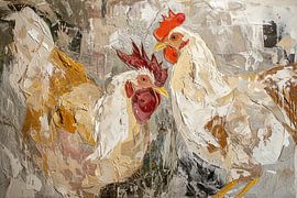 Peinture de poulets | Danse de la basse-cour en couleurs sur Peintures accrocheuses