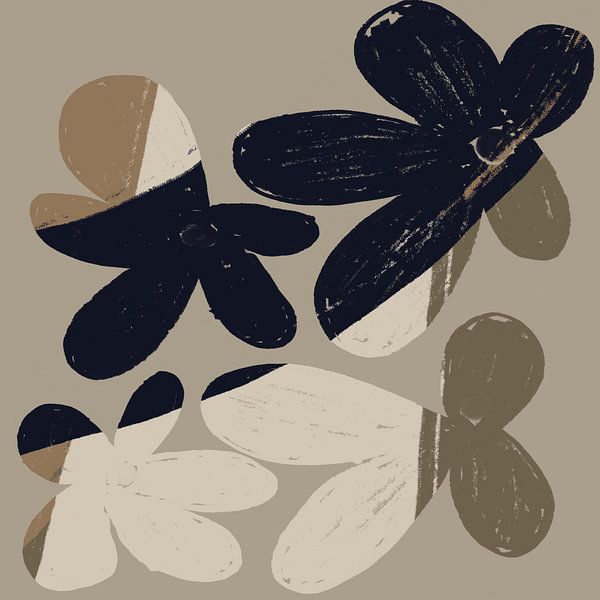 Abstrakte minimalistische botanische. Blumen in neutralen Farben Nr. 2 von Dina Dankers