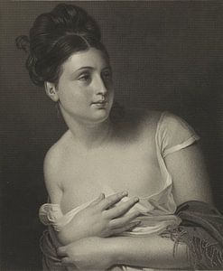 Junges Mädchen wird überrascht und bedeckt ihre Brüste, Claude-Marie Dubufe