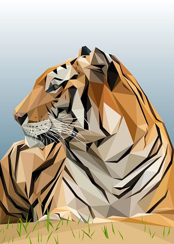 Abstracte tijger zittend laagpolig