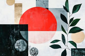 Geometrische Komposition mit Pflanzenakzent von Poster Art Shop