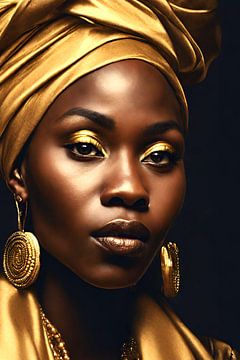 Afrikaanse vrouw met goud 3 van Bernhard Karssies