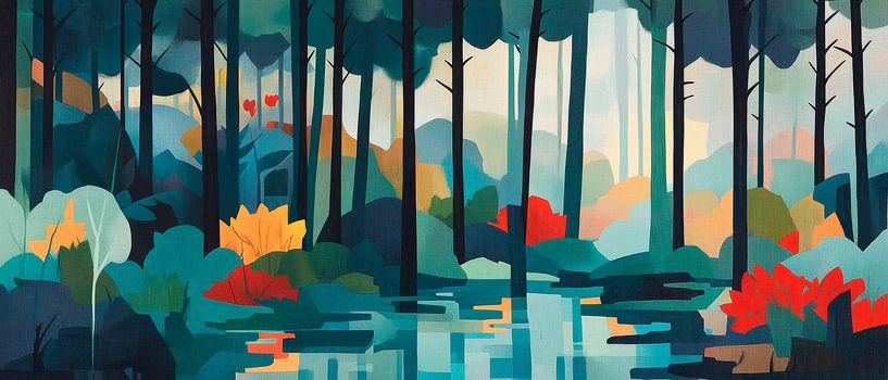 Réflexion sur la forêt enchantée par Poster Art Shop