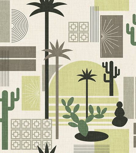Palm Springs Geometric Escape Oliv Green
