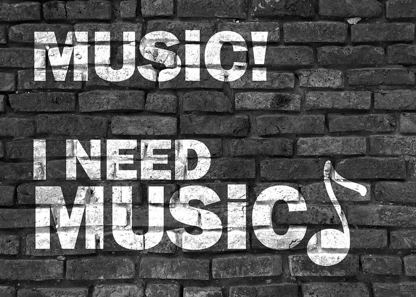 I need Music! Musiker Graffiti schwarz weiß von KalliDesignShop