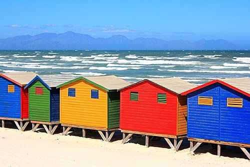 Bunte Badehäuser Seebad Muizenberg bei Kapstadt