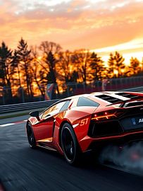 Lamborghini Aventador Red Sunset Racing Track 2