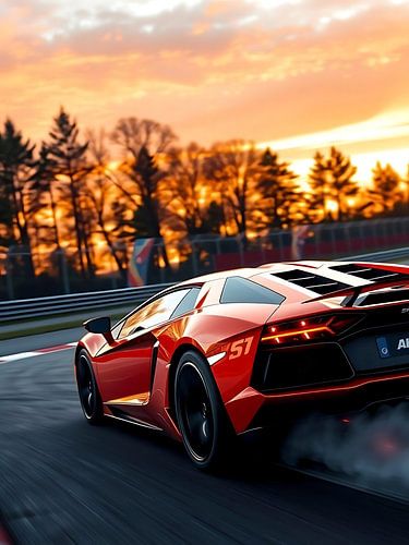 Lamborghini Aventador Red Sunset Racing Track 2