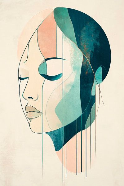 Abstract portrait with soft colours by Poster Art Shop