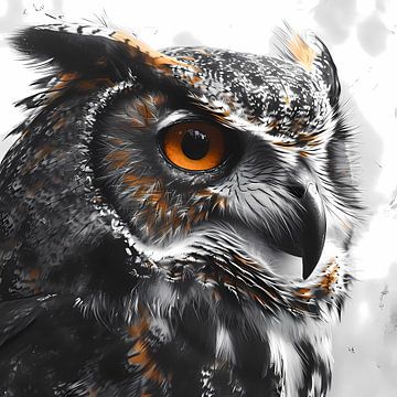 Regard de hibou : Sagesse en orange sur Mysterious Spectrum