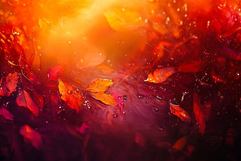 Herfstbladeren in het zonlicht van Poster Art Shop