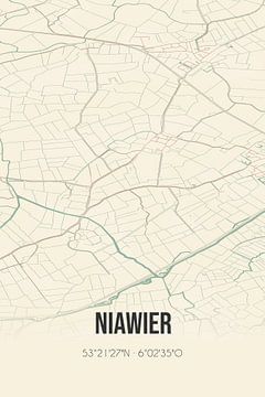 Vintage landkaart van Niawier (Fryslan) van MijnStadsPoster