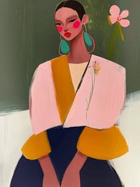 Colourful modern and abstract portrait with neon accents by Carla Van Iersel