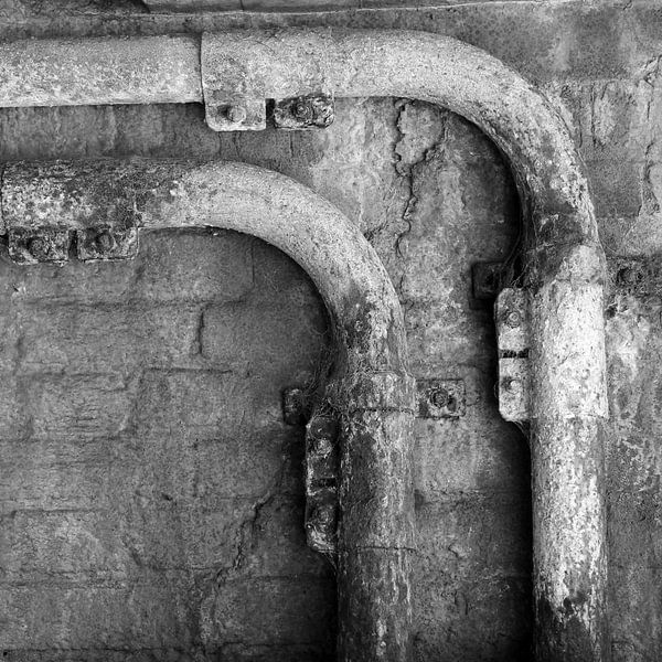 Minimalism Art Photography Rusty Tube Black and White by Hendrik-Jan Kornelis