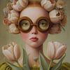 Portrait rêveur de tulipes avec des lunettes rondes sur But First Framing