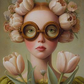 Dreamy tulip portrait with round glasses by But First Framing
