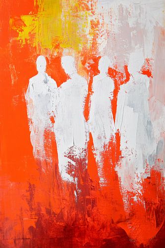 Abstract silhouetten kunstwerk oranje tinten