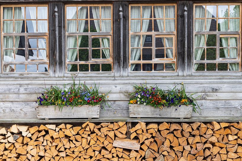 Maison en bois avec fleurs par Hilda Weges