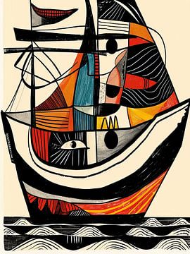 Zeilboot stijl abstract van TOAN TRAN