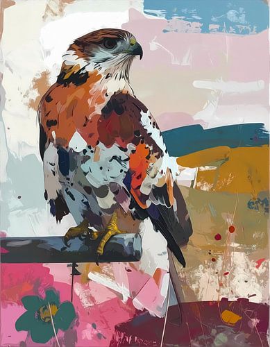 Buizerd op een paaltje