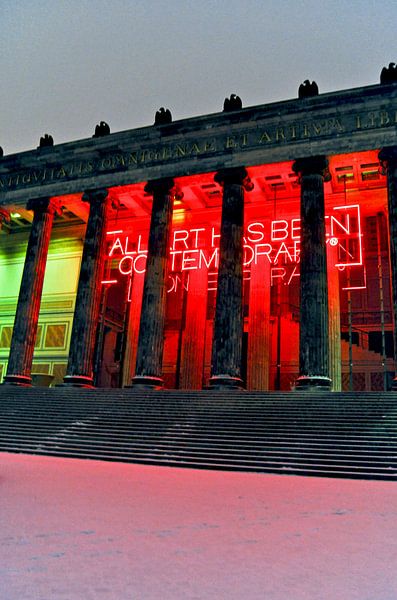 Old National Gallery in East Berlin with light installation by Silva Wischeropp
