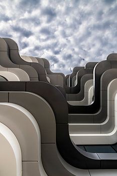 Round shapes of a building seen from below
