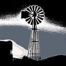 Wind turbine monochrome mixed media by Werner Lehmann thumbnail