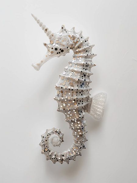 glitter white seahorse by haroulita