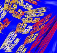 Oranje, blauwe kleurschakering.