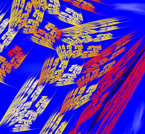 Orange, blue rush of color.