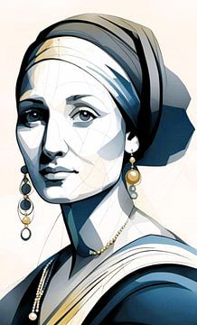 Woman with pearl earring in colour by Gert-Jan Siesling