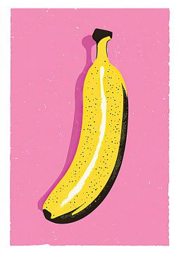 Banaan Pop Art Risograaf Roze Geel van Niklas Maximilian