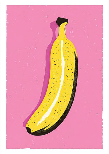 Banaan Pop Art Risograaf Roze Geel