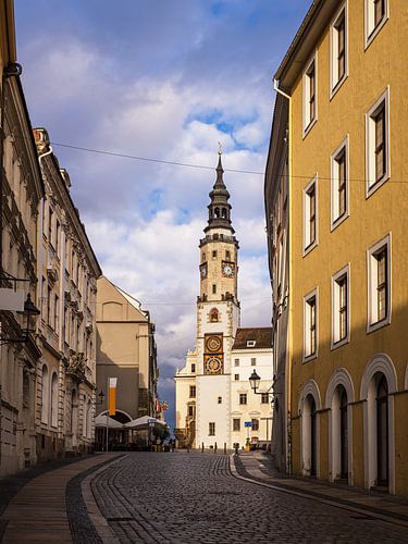 View of the tower of the town hall in Görlitz
