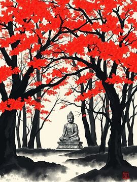 Boeddha / Boeddha Japanse inktschildering van MIROKKU