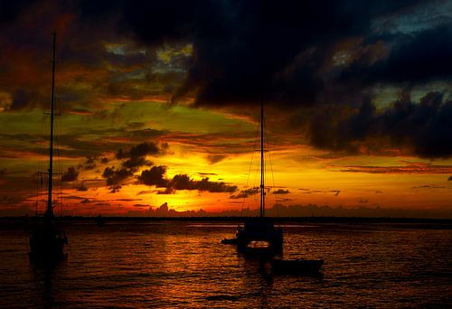 Zonsondergang achter klein Bonaire