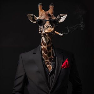 Giraffe with cigar and sunglasses