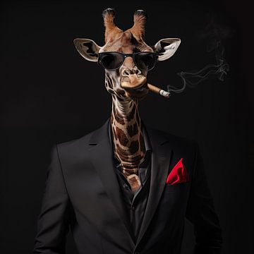 Giraffe met sigaar en zonnebril van TheXclusive Art