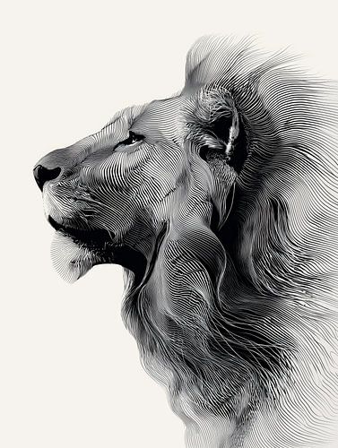 Löwe Line Art schwarz weiß modern