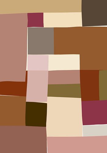 Mozaïek kleurvlakken | Tan, Bourgondië, Olijf