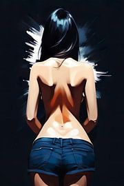 Sexy girl wearing a black bikini that shows off her beautiful body by Nz Art