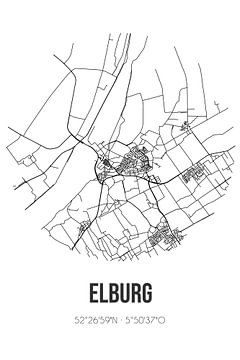 Elburg (Gelderland) | Karte | Schwarz-Weiß von Rezona