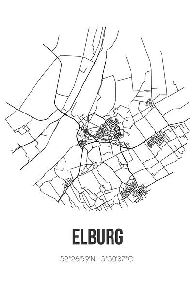 Elburg (Gelderland) | Landkaart | Zwart-wit van Stad & Wand