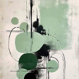Abstract Schilderij - Groen Zwart Rustig Geometrisch van Joriali Abstract